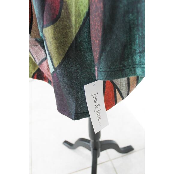 NWT Jess & Jane Size XL Stained Glass Brushed Suede Knit Top Made in USA Artsy - Picture 2 of 4